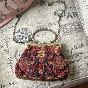 Patricia Nash new giulietta Inspired Red Beaded Evening Bag with leather